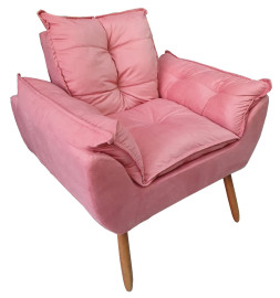 Poltrona Decorativa Especial Almofadada Ps em Madeira Rosa