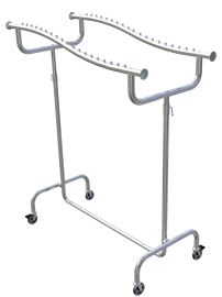 Arara luxo de roupas dupla com rodinhas em inox