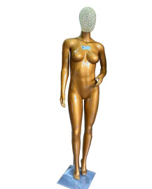 Manequim feminino gold braos retos pose cabea aramado