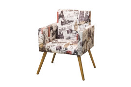 Poltrona Decorativa P�s em Madeira Paris