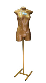 Busto em fibra com pedestal dourado brilhante