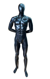 Manequim em fibra masculino bombado preto brao para trs