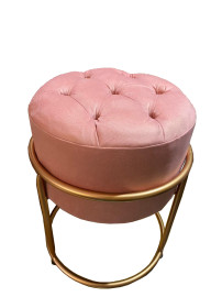 Puff redondo capiton ps metlicos pink