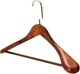 Cabides de ombro largo para homens e mulheres terno de madeira macia
