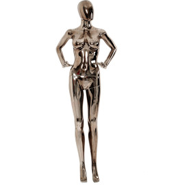 Manequim feminino brilhante duas mos na cintura e pernas pose preto