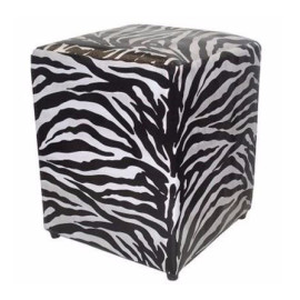 Puff decorativo dado quadrado estampado zebra