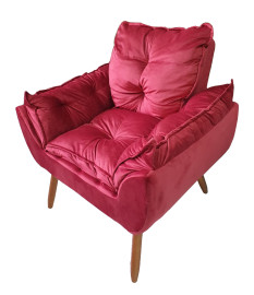 Poltrona Decorativa Especial Almofadada Ps em Madeira Pink