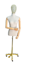Busto feminino cabea brao de madeira pedestal rodzio regulvel