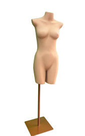  Busto Fibra bege E Pedestal Dourado