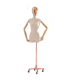 Manequim feminino com braos articulados pernas pedestal dourado com rodzios