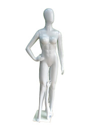 Manequim feminino Jane cara ovo 3 braos branco brilho
