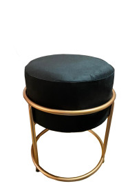 Puff redondo ps metlicos preto