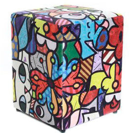 Puff quadrado 45cm decorativo estampado pop