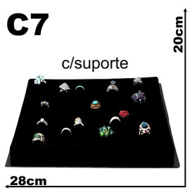  Expositor para anel box grande com suporte em veludo preto C7