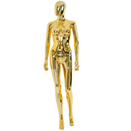 Manequim feminino brilhante braos e pernas retas dourado