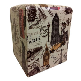  Puff decorativo dado quadrado estampado Paris