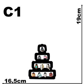  Expositor para anel pequeno tipo piramide em veludo preto C1