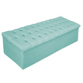 Bau Puff Caladeira Recamier Beira De Cama Casal azul