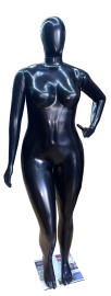 Manequim brilhante fibra feminino preto Plus Size