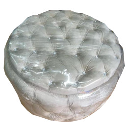 Puff Quartzo Com Ba Capiton Strass Speciale Home Cor Cinza