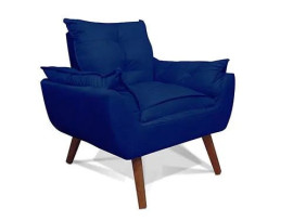 Poltrona Decorativa Especial Almofadada Ps em Madeira Azul
